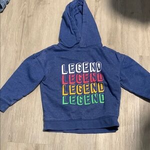 Kids Blue Hoodie with Colorful 'Legend' Print